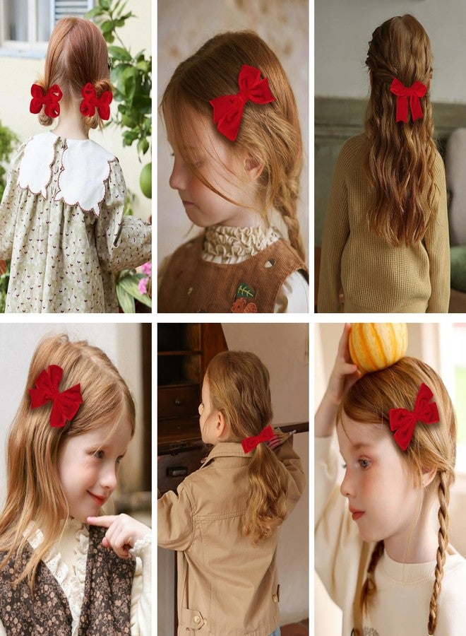 KCHIES Red Velvet Ribbon Bow Hair Clip 12pcs 3in Christmas Dressy Bow Alligator Barrettes Valentines New Year Ponytail Decor Accessory Small for Little Teen Toddler Baby Girls Kids Gift - Image 4